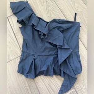 7th Avenue one shoulder denim top